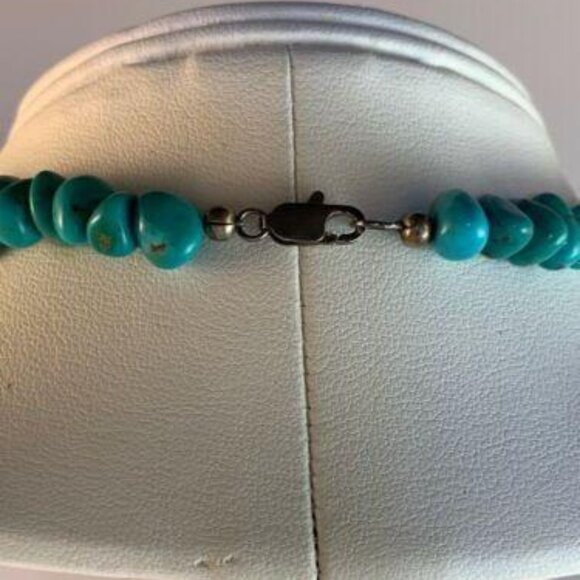 Faux Turquois Pebble Necklace, Bracelet And Pierced Earrings Set (NA99) - Picture 4 of 5